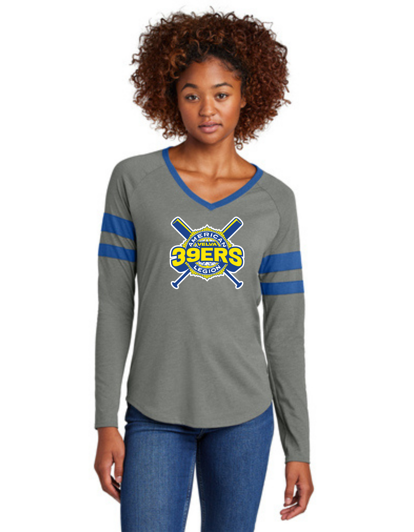 Sport-Tek® Ladies Halftime Stripe Long Sleeve V-Neck Tee